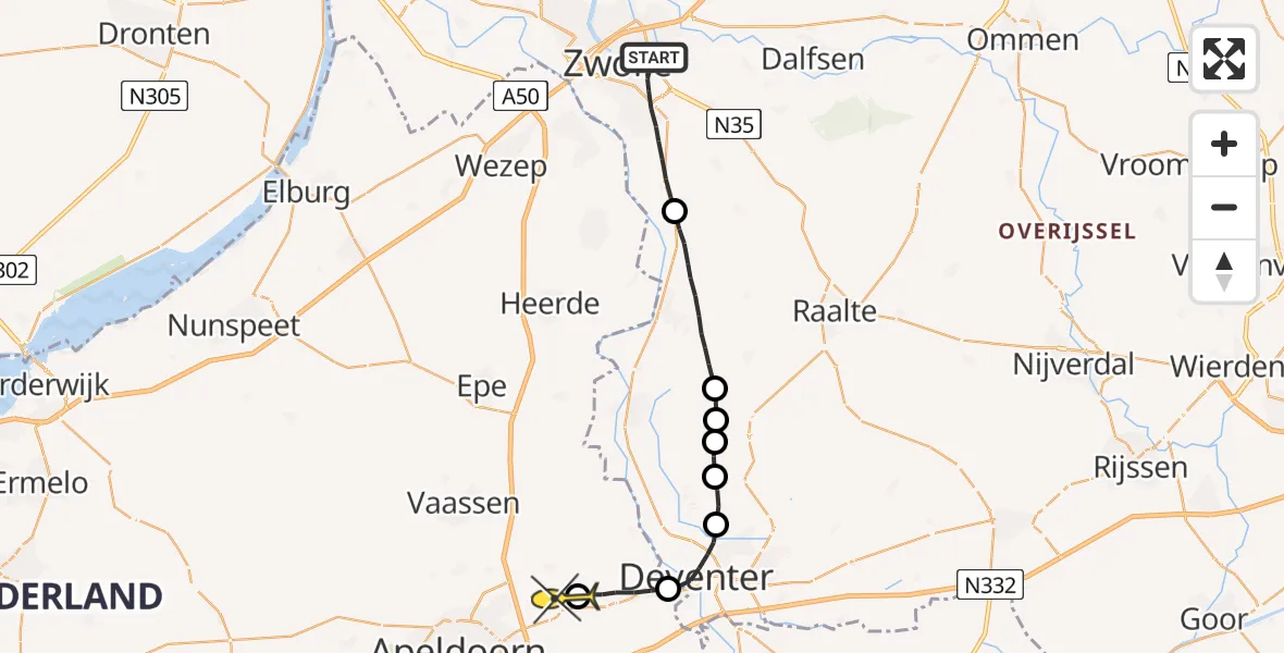 Routekaart van de vlucht: Lifeliner 3 naar Vliegveld Teuge