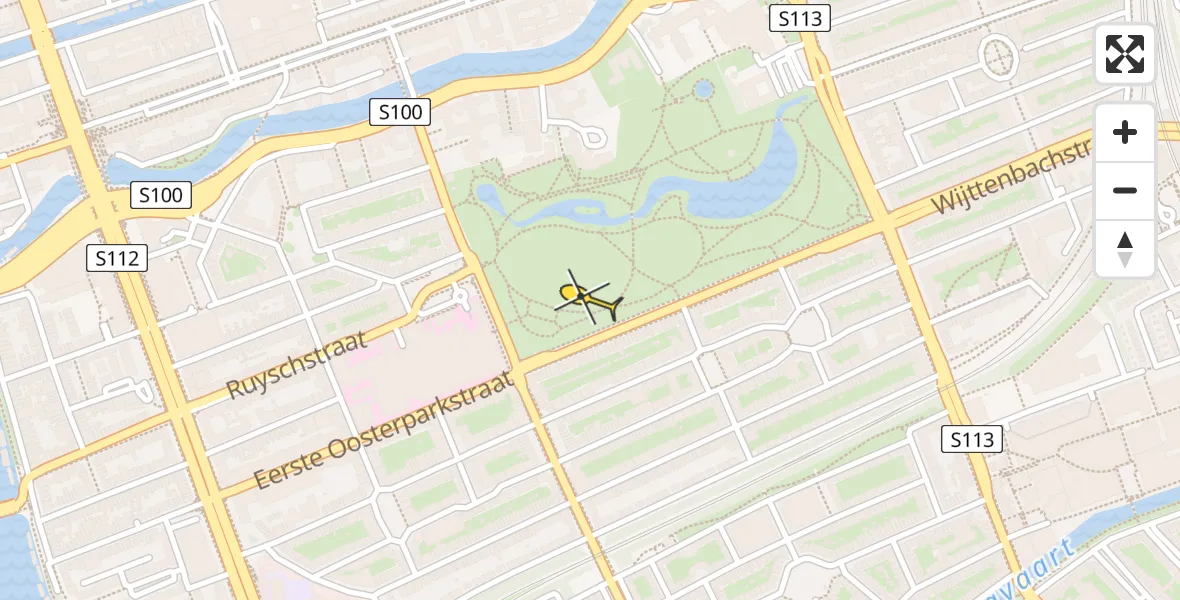 Vluchtroute Traumahelikopter van Amsterdam naar Amsterdam