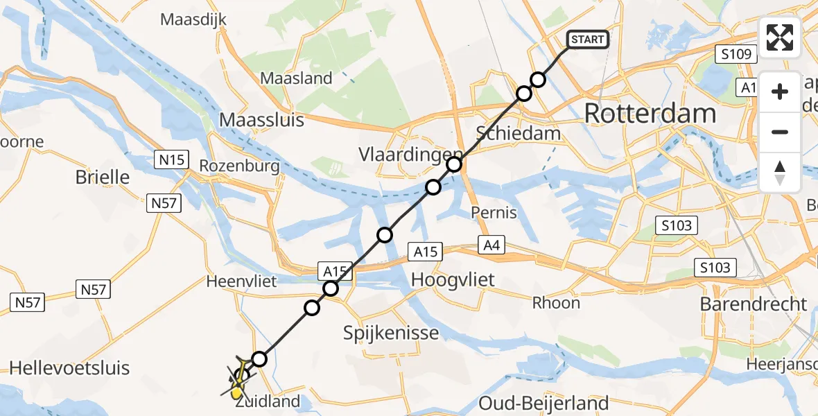 Routekaart van de vlucht: Lifeliner 2 naar Abbenbroek