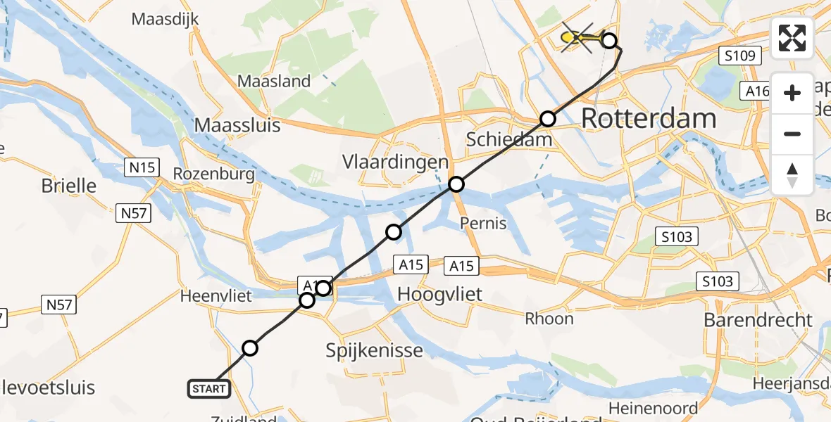 Routekaart van de vlucht: Lifeliner 2 naar Rotterdam The Hague Airport