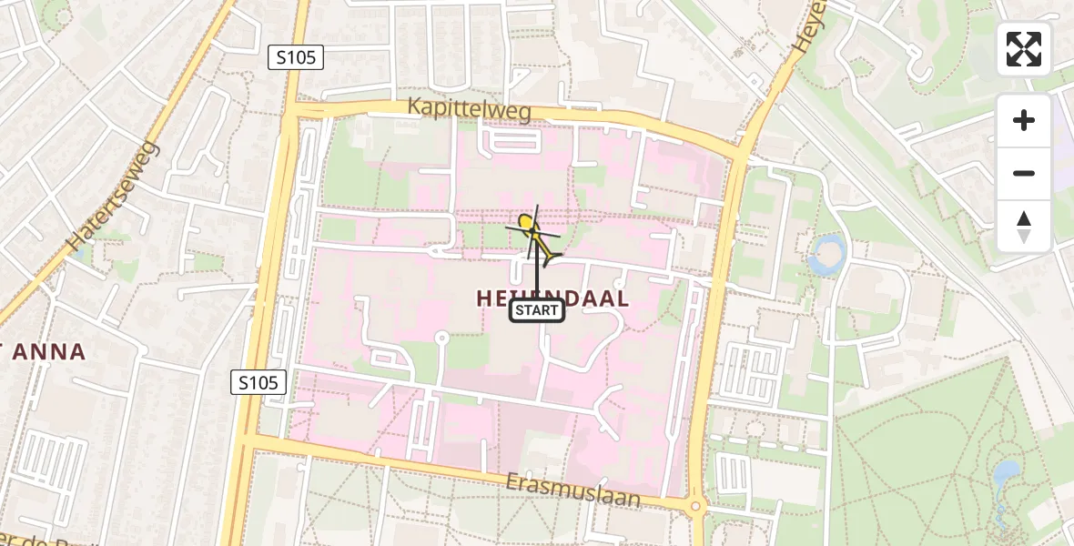 Vluchtroute Traumahelikopter van Radboud Universitair Medisch Centrum naar Radboud Universitair Medisch Centrum