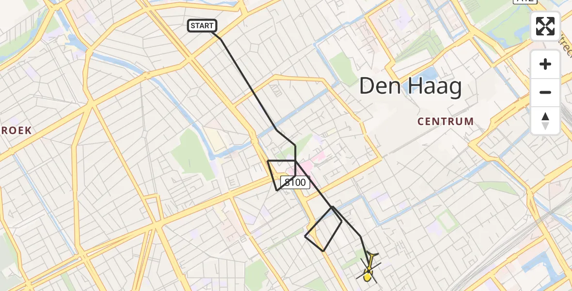 Vluchtroute Politiehelikopter van Den Haag naar Den Haag