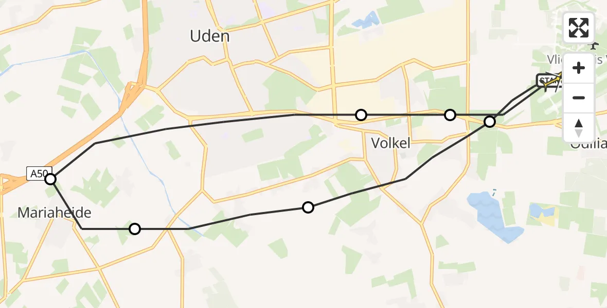 Routekaart van de vlucht: Lifeliner 3 naar Vliegbasis Volkel