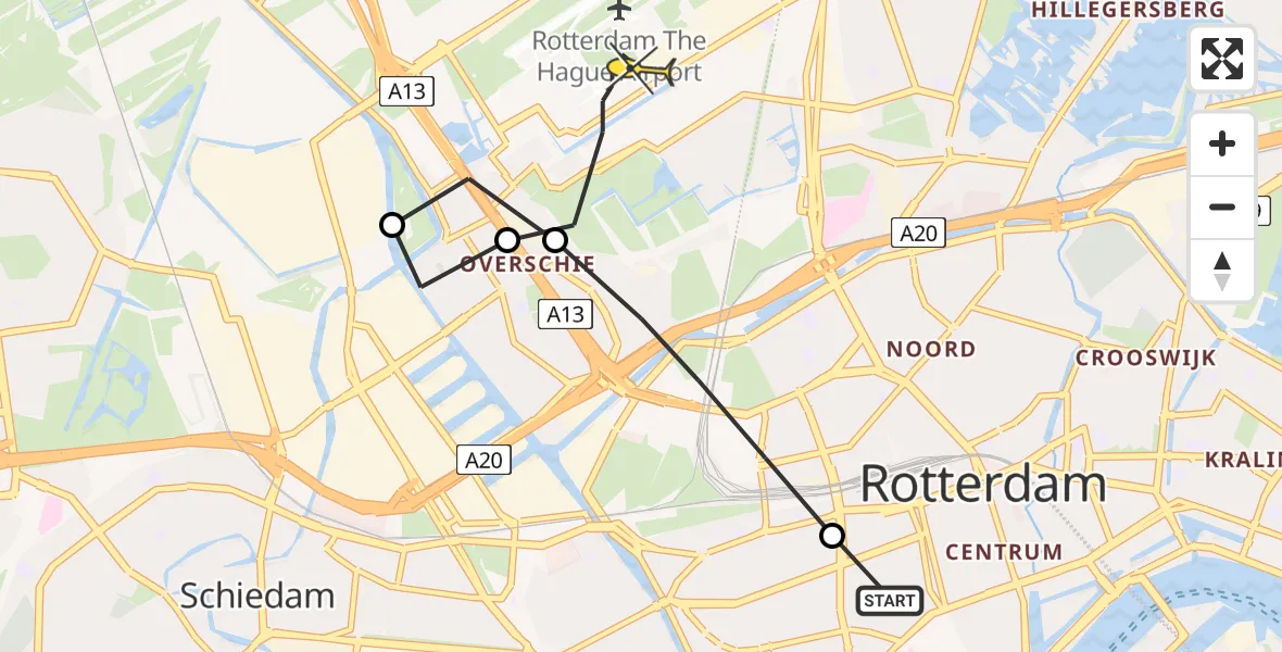 Routekaart van de vlucht: Lifeliner 2 naar Rotterdam The Hague Airport