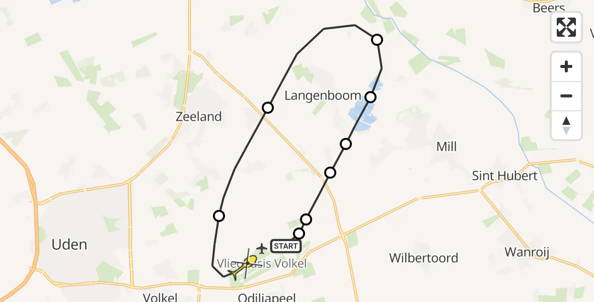 Routekaart van de vlucht: Lifeliner 3 naar Vliegbasis Volkel