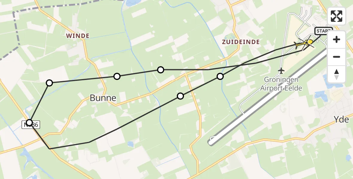 Routekaart van de vlucht: Lifeliner 4 naar Groningen Airport Eelde