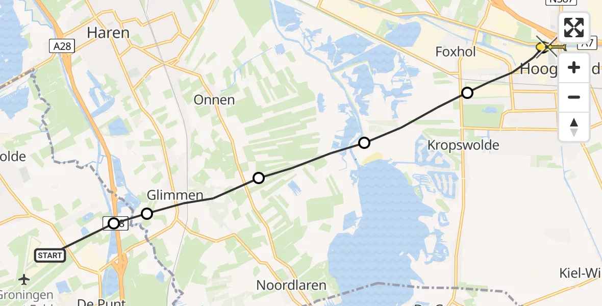Routekaart van de vlucht: Lifeliner 4 naar 