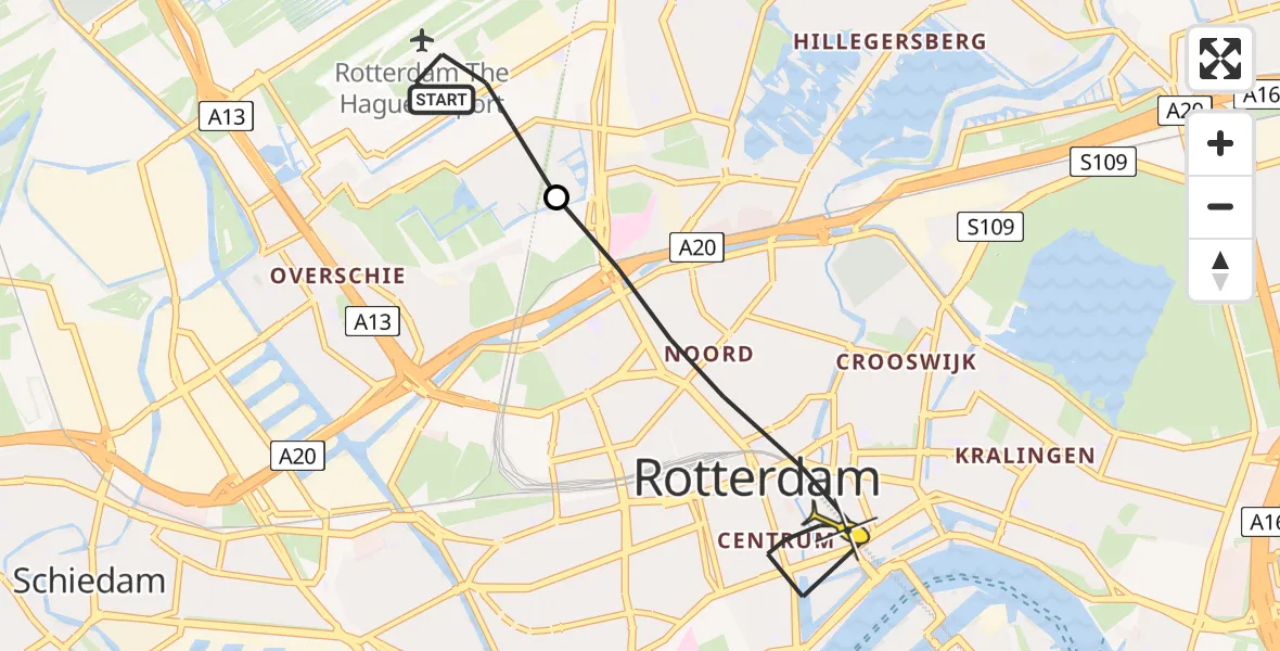 Routekaart van de vlucht: Lifeliner 2 naar Rotterdam