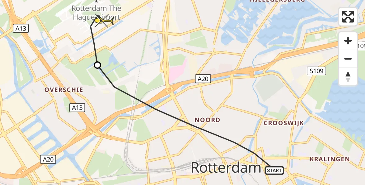 Routekaart van de vlucht: Lifeliner 2 naar Rotterdam The Hague Airport