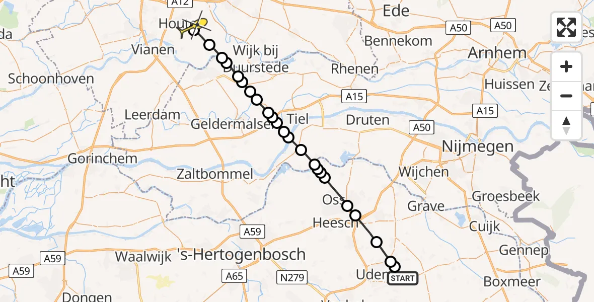 Routekaart van de vlucht: Lifeliner 3 naar Houten