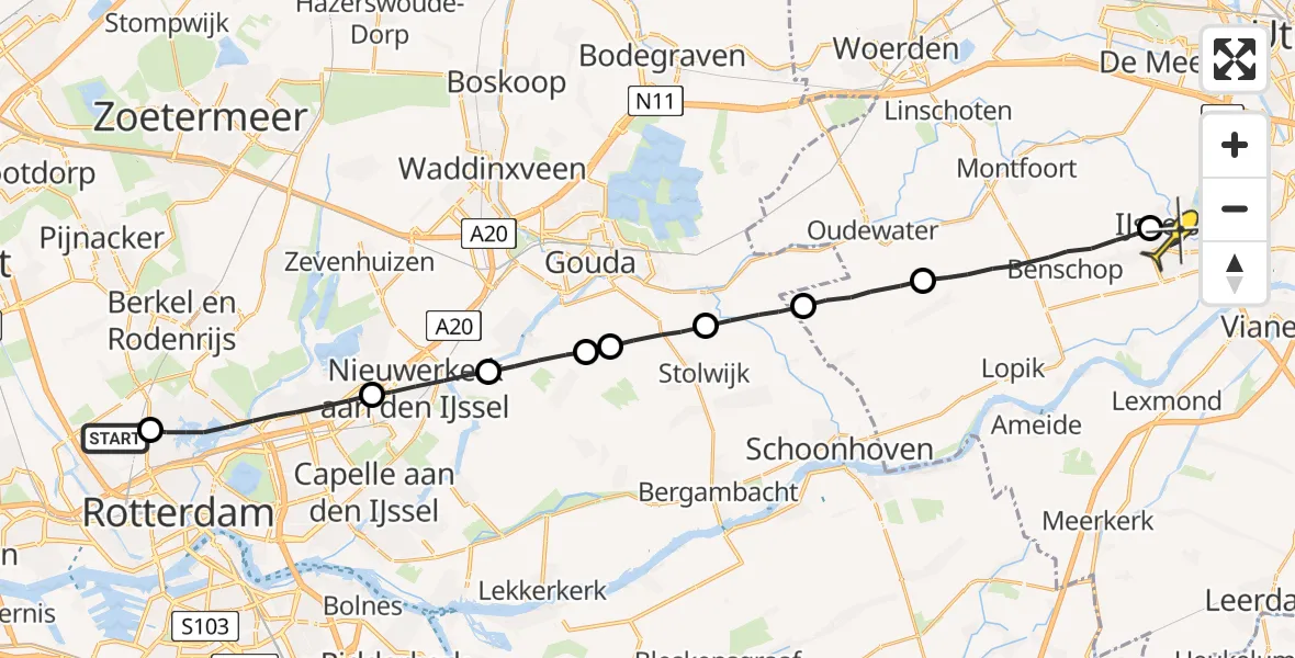 Routekaart van de vlucht: Lifeliner 2 naar IJsselstein