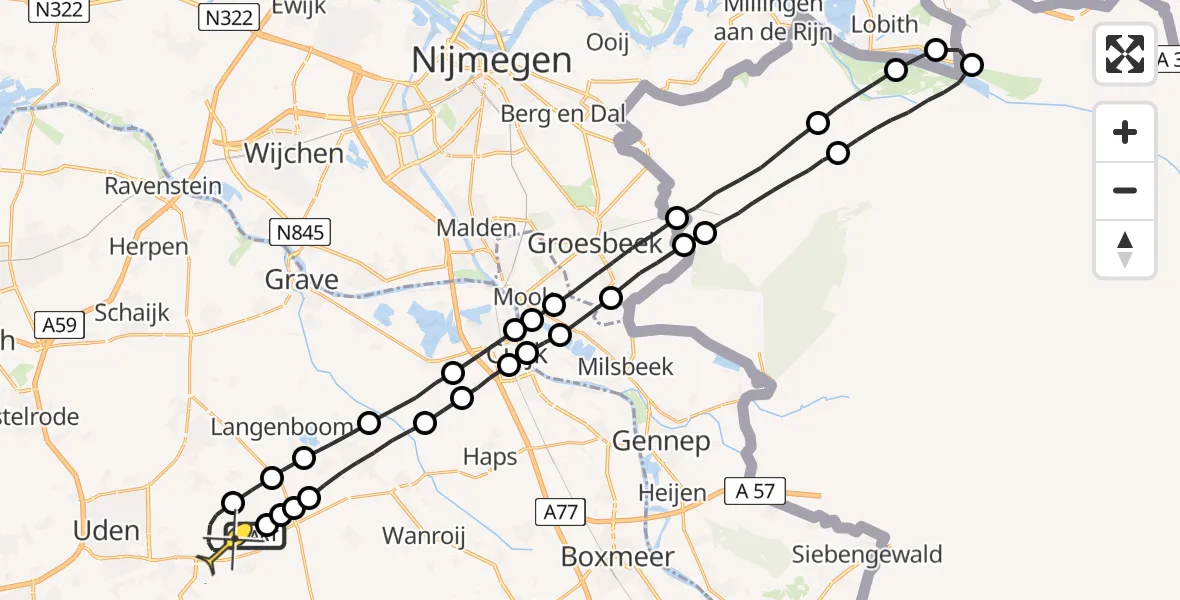 Routekaart van de vlucht: Lifeliner 3 naar Vliegbasis Volkel