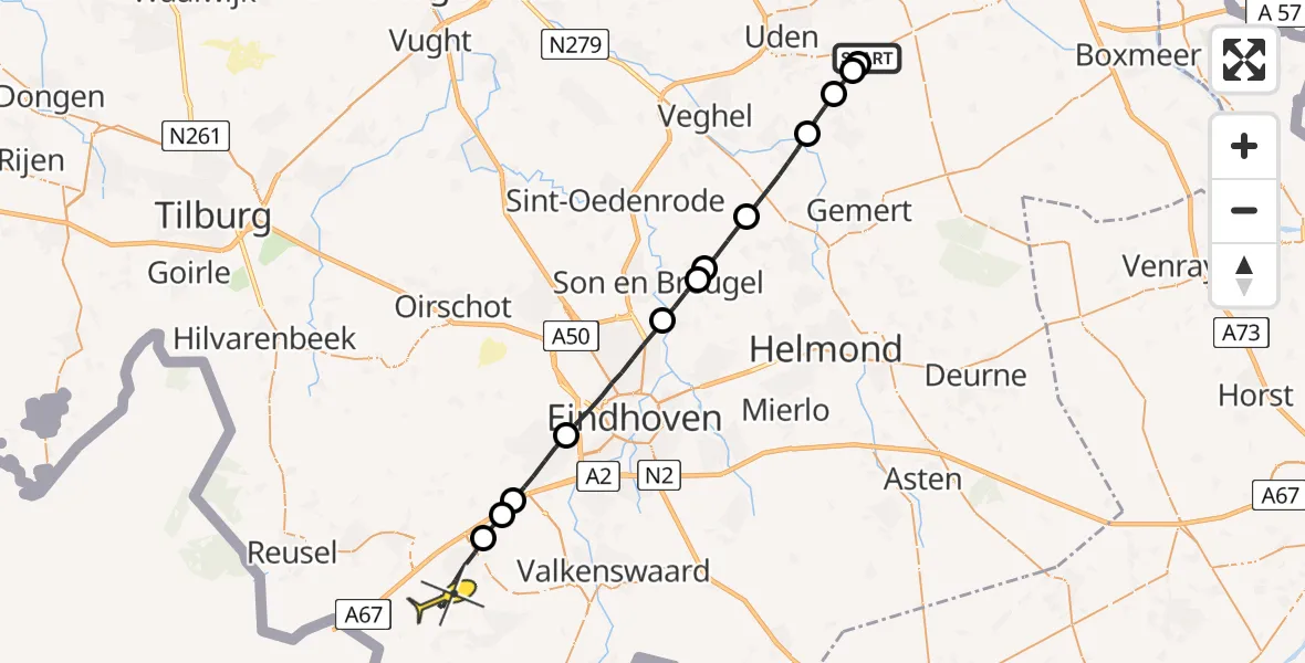 Routekaart van de vlucht: Lifeliner 3 naar Eersel