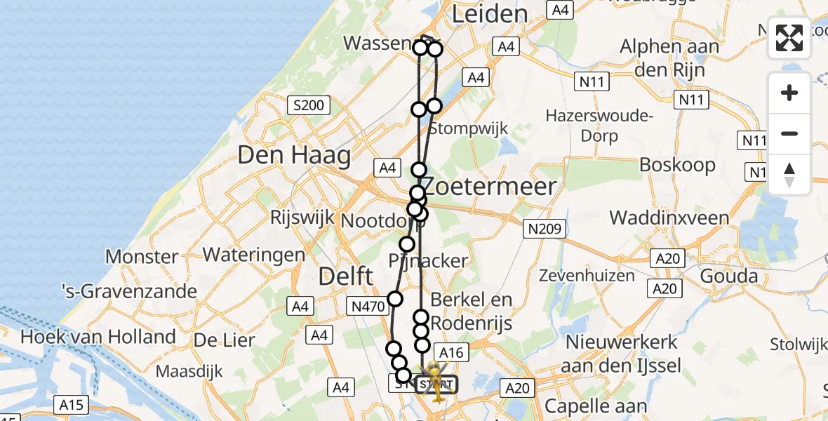 Vluchtroute Traumahelikopter Rotterdam The Hague Airport - Rotterdam The Hague Airport, 16 augustus 2023, 16:29