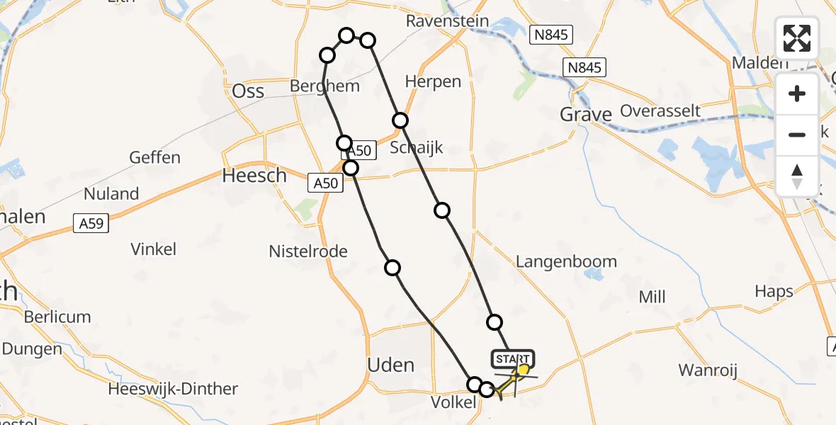 Routekaart van de vlucht: Lifeliner 3 naar Vliegbasis Volkel