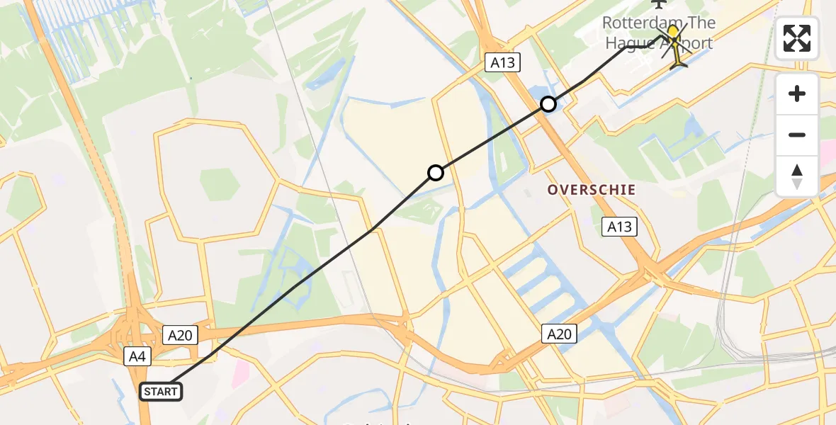 Routekaart van de vlucht: Lifeliner 2 naar Rotterdam The Hague Airport