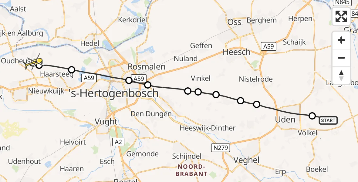 Routekaart van de vlucht: Lifeliner 3 naar Herpt