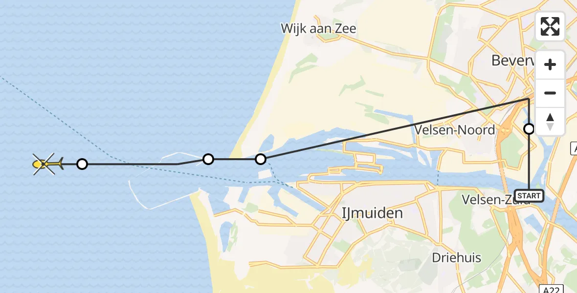 Routekaart van de vlucht: Politieheli naar 