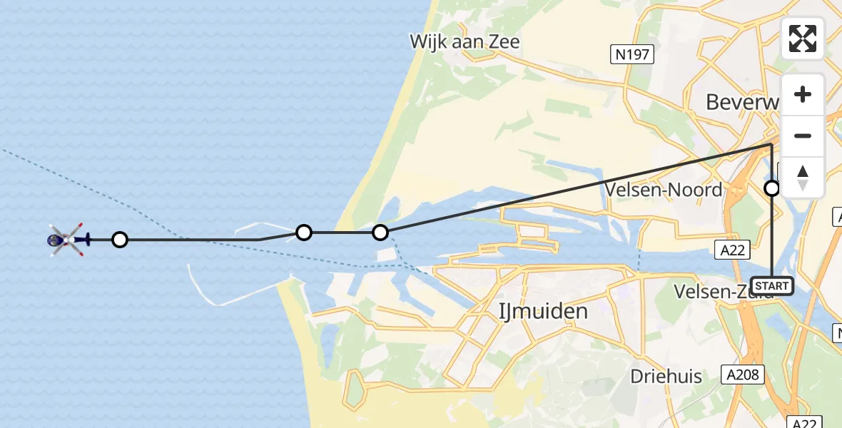 Vluchtroute Politiehelikopter Velsen-Zuid - , 17 augustus 2023, 18:18