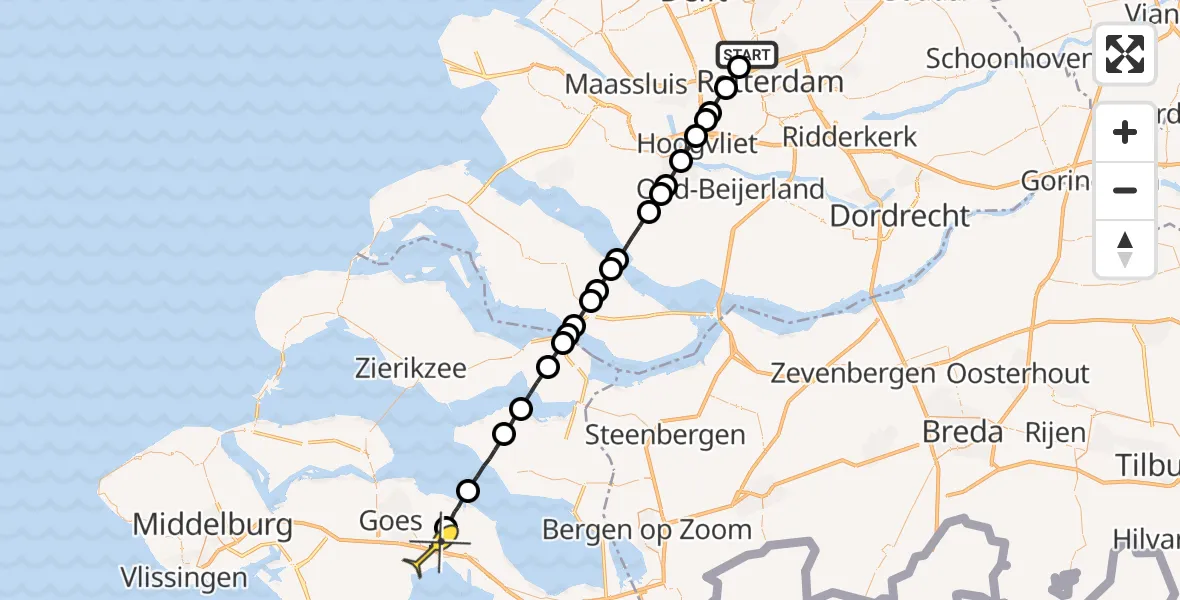 Routekaart van de vlucht: Lifeliner 2 naar Kapelle