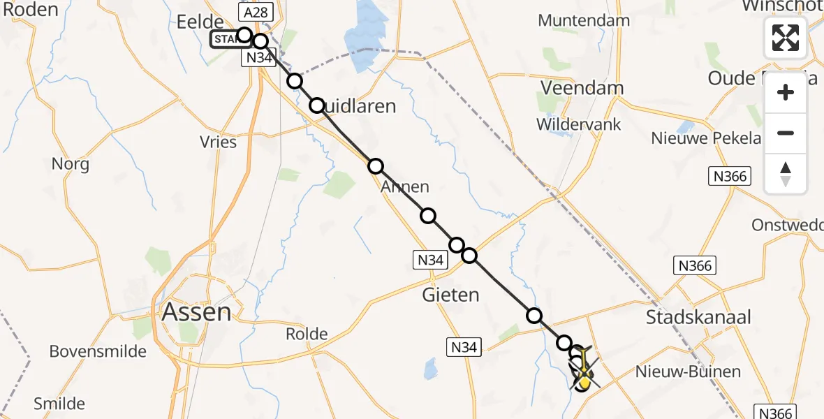 Routekaart van de vlucht: Lifeliner 4 naar Drouwenermond