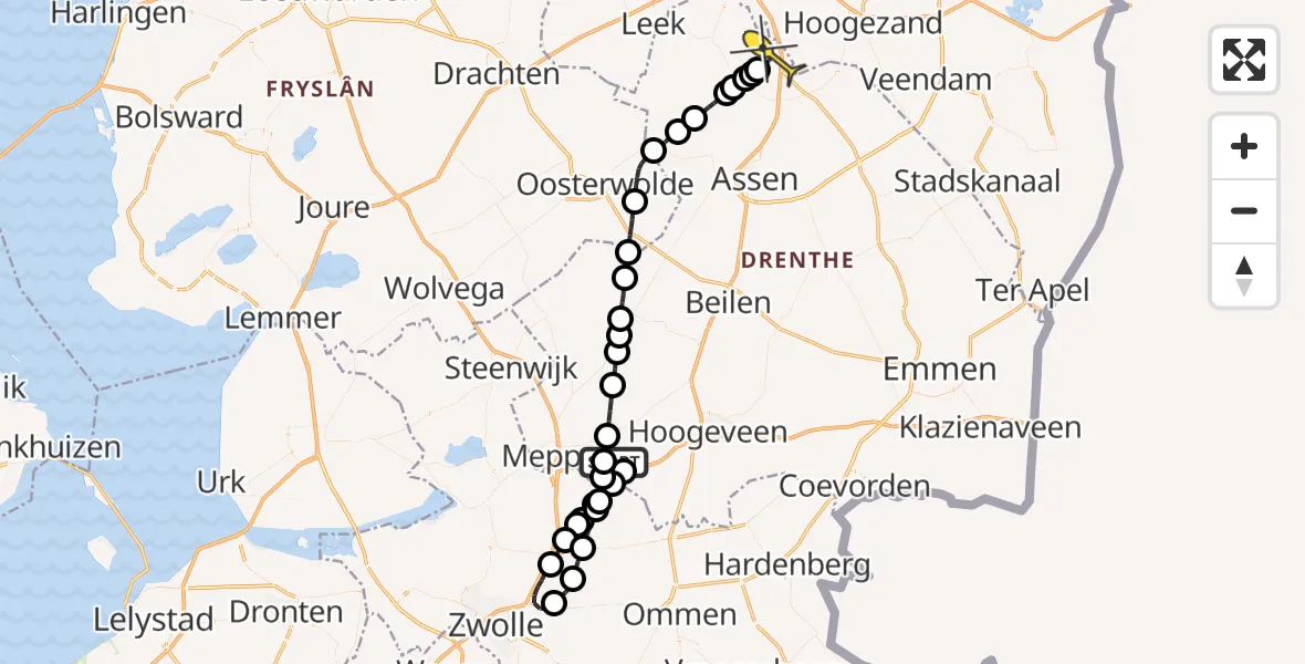 Routekaart van de vlucht: Lifeliner 4 naar Groningen Airport Eelde