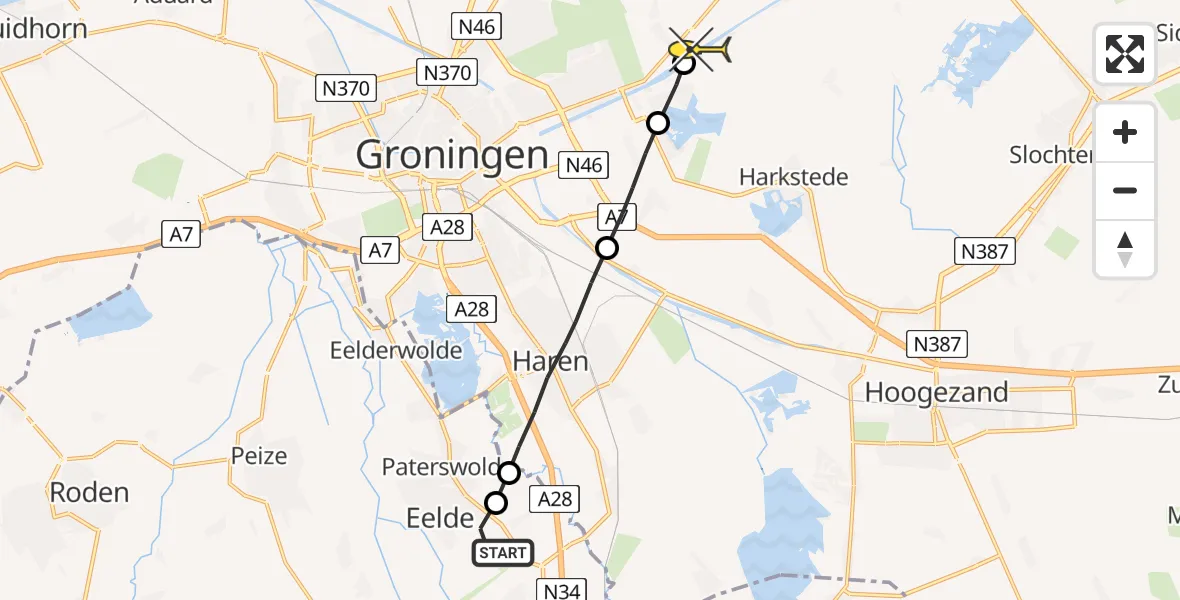 Routekaart van de vlucht: Lifeliner 4 naar Lageland GN