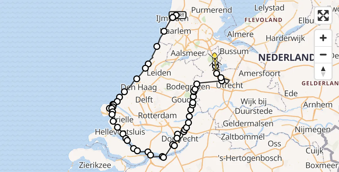 Routekaart van de vlucht: Politieheli naar Loenersloot