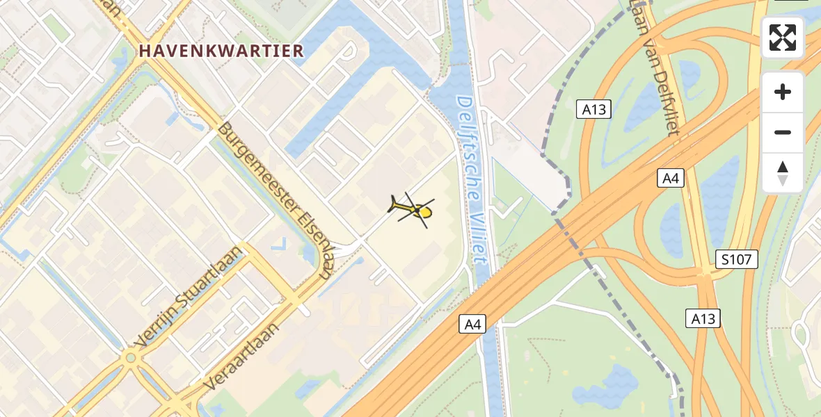 Routekaart van de vlucht: Traumahelikopter naar Rijswijk