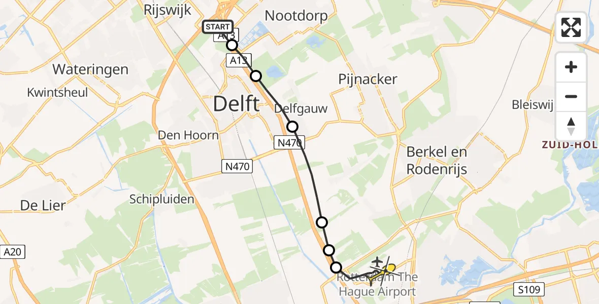 Routekaart van de vlucht: Lifeliner 2 naar Rotterdam The Hague Airport