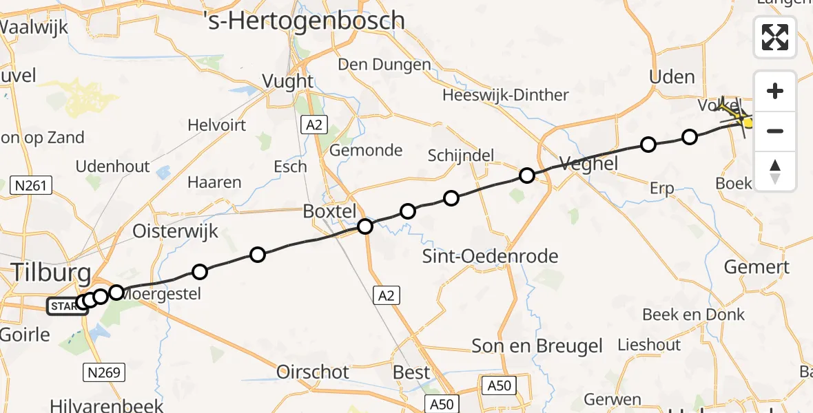 Routekaart van de vlucht: Lifeliner 3 naar Volkel