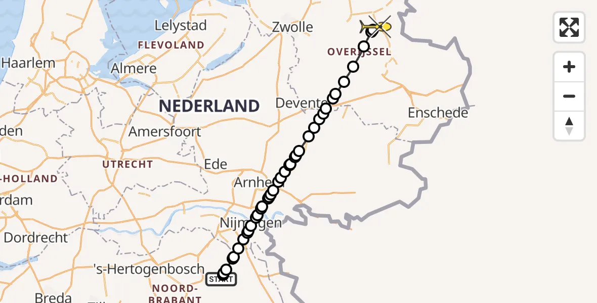 Routekaart van de vlucht: Lifeliner 3 naar Beerze
