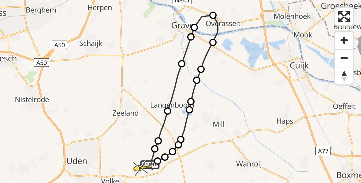 Routekaart van de vlucht: Lifeliner 3 naar Vliegbasis Volkel