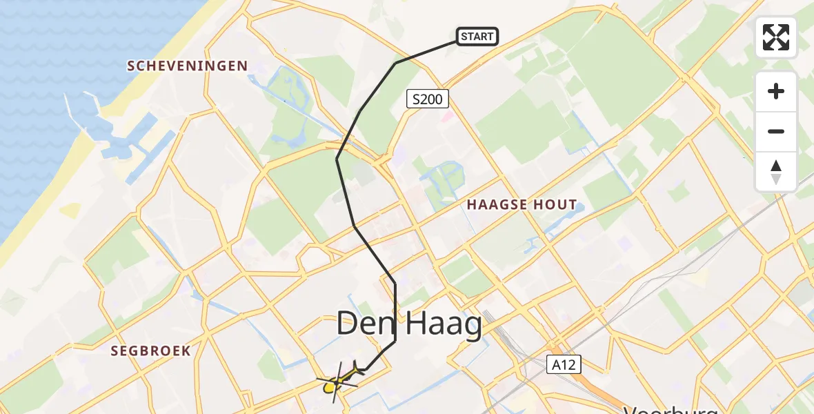 Routekaart van de vlucht: Lifeliner 2 naar Den Haag