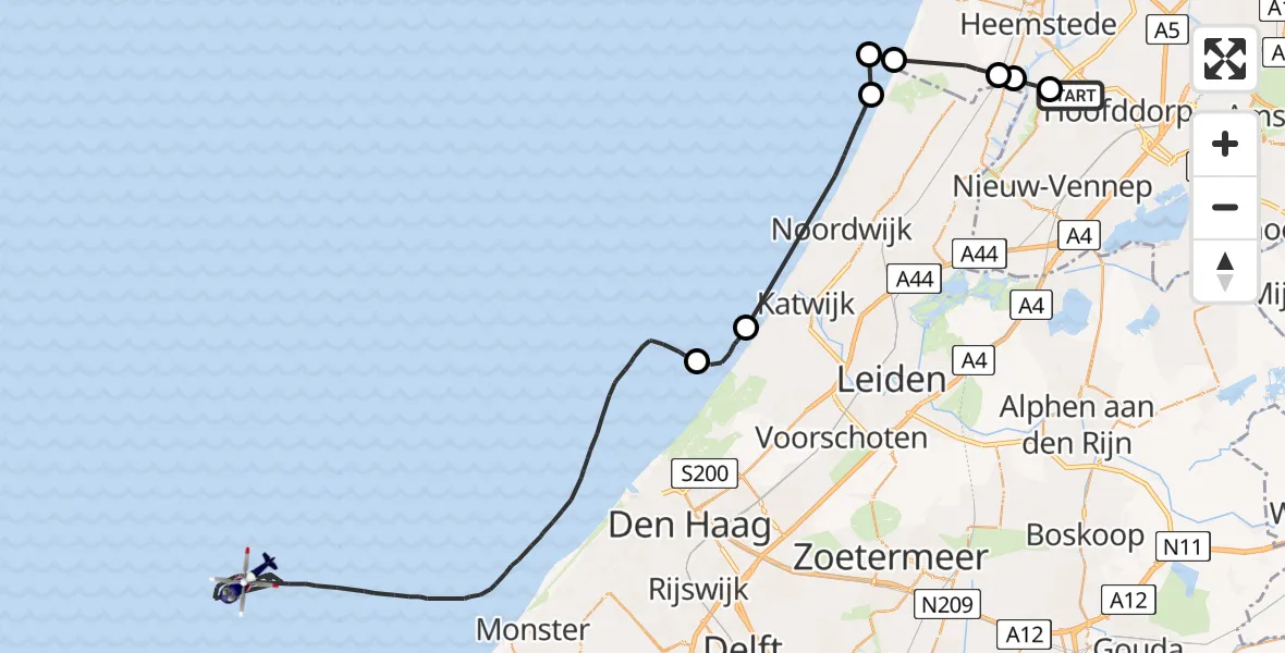 Vluchtroute Politiehelikopter Hoofddorp - , 19 augustus 2023, 10:03