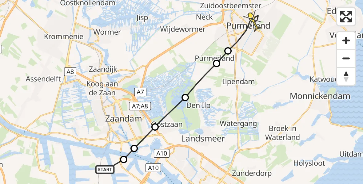 Routekaart van de vlucht: Lifeliner 1 naar Purmerend