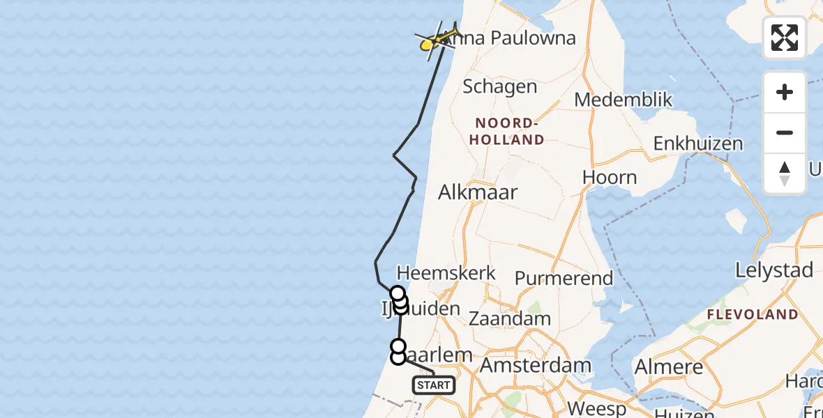 Routekaart van de vlucht: Politiehelikopter naar 