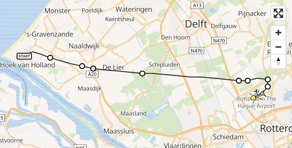 Routekaart van de vlucht: Lifeliner 2 naar Rotterdam The Hague Airport