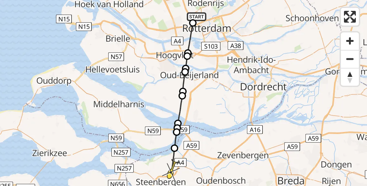 Routekaart van de vlucht: Lifeliner 2 naar Dinteloord