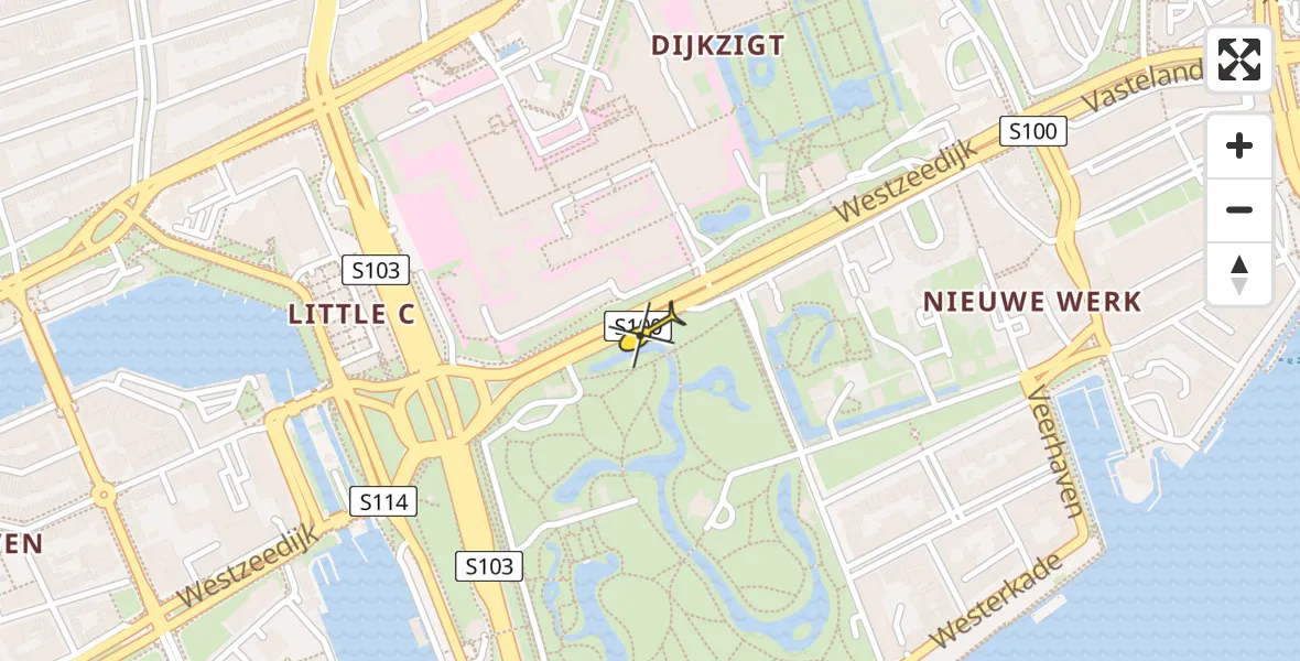 Vluchtroute Traumahelikopter van Erasmus MC naar Erasmus MC