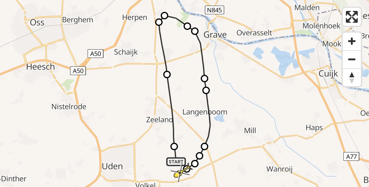 Routekaart van de vlucht: Lifeliner 3 naar Vliegbasis Volkel