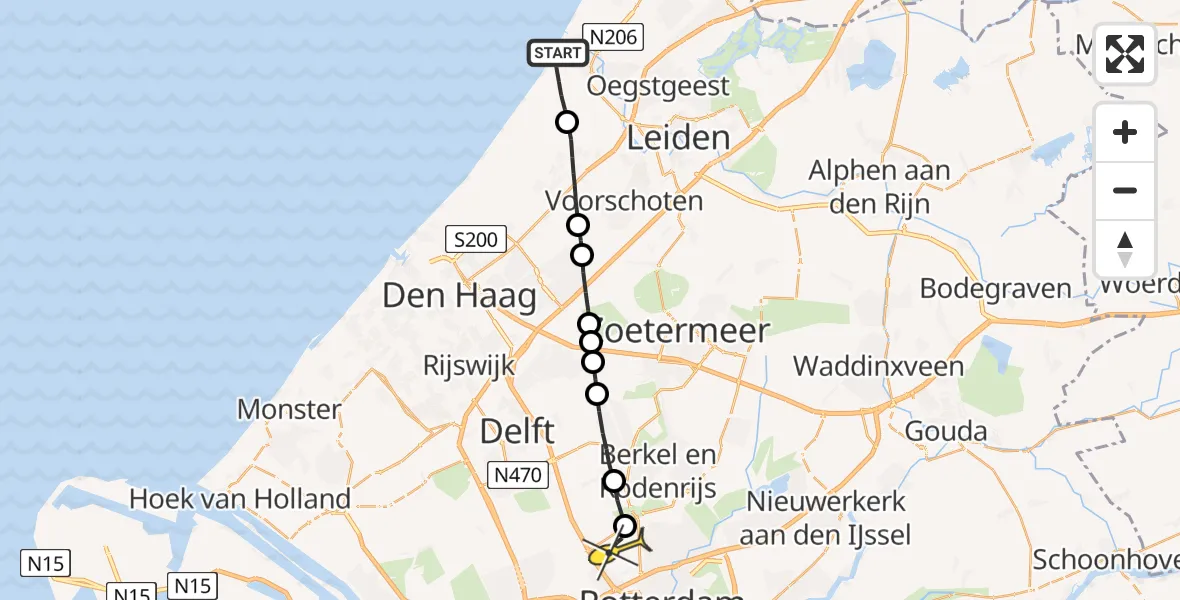 Routekaart van de vlucht: Lifeliner 2 naar Rotterdam The Hague Airport