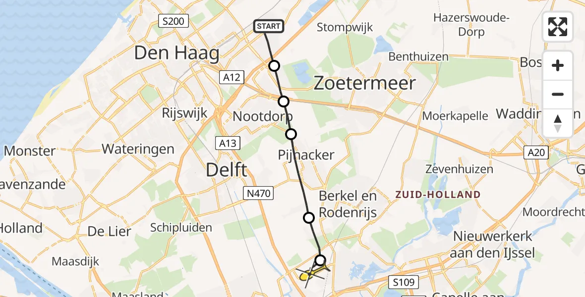 Routekaart van de vlucht: Lifeliner 2 naar Rotterdam The Hague Airport