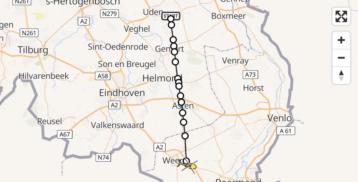 Routekaart van de vlucht: Lifeliner 3 naar Weert