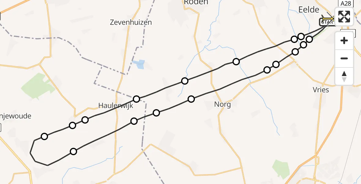 Routekaart van de vlucht: Lifeliner 4 naar Groningen Airport Eelde