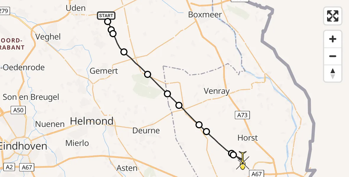 Routekaart van de vlucht: Lifeliner 3 naar Sevenum