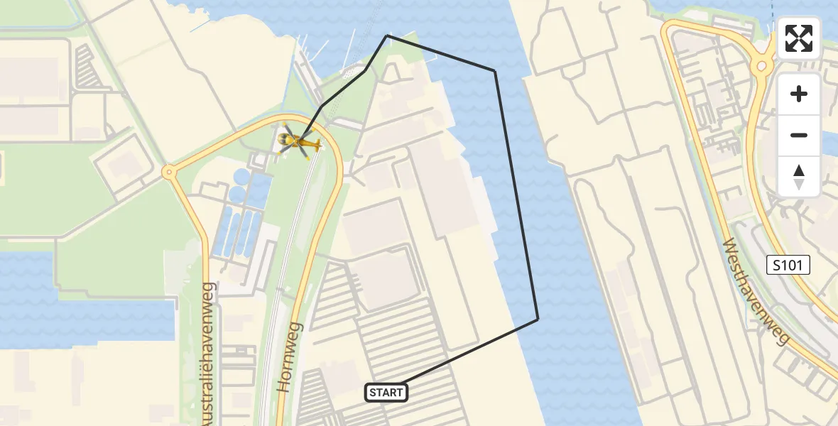 Vluchtroute Traumahelikopter Amsterdam Heliport - Amsterdam Heliport, 20 augustus 2023, 01:29
