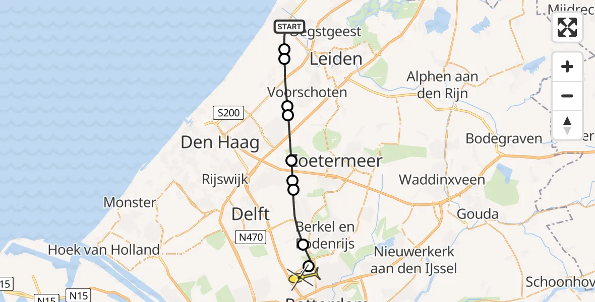 Routekaart van de vlucht: Lifeliner 2 naar Rotterdam The Hague Airport