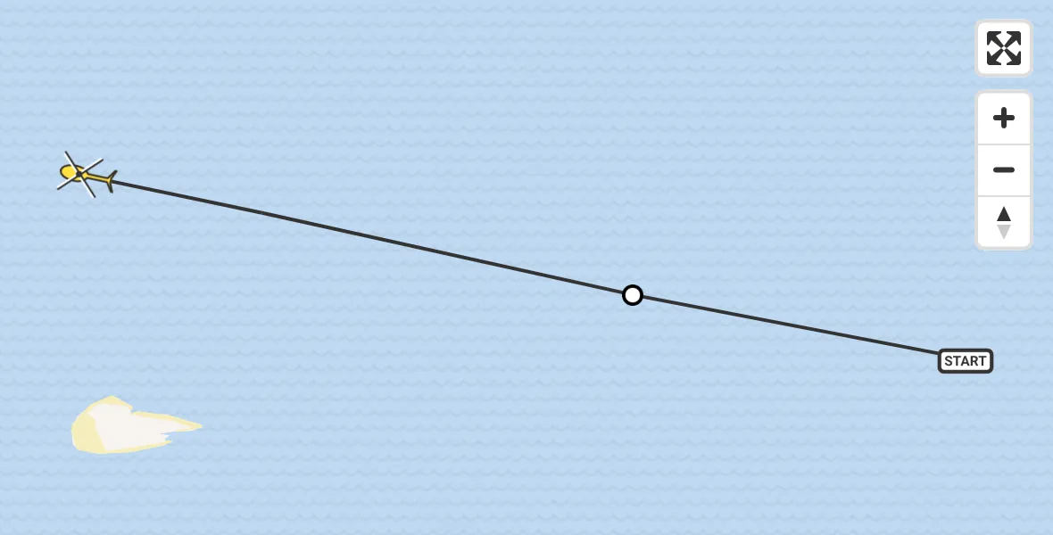 Routekaart van de vlucht: Ambulanceheli naar West-Terschelling