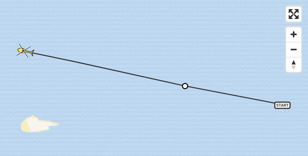 Routekaart van de vlucht: Ambulancehelikopter naar West-Terschelling